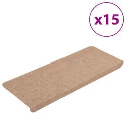 vidaXL Stair Mats Carpet Stair Tread Stair Step Rug Self-adhesive 15 pcs Beige