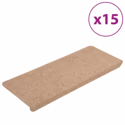 vidaXL Stair Mats Carpet Stair Tread Stair Step Rug Self-adhesive 15 pcs Beige