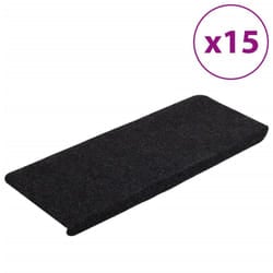 vidaXL Self-adhesive Stair Mats Carpet Stair Treads Stair Step Protector Rug - black, 65 x 28 cm