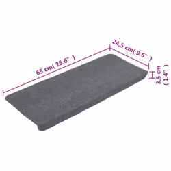 vidaXL Self-adhesive Stair Mats Carpet Stair Treads Stair Step Protector Rug - grey, 65 x 28 cm - Additional view 4