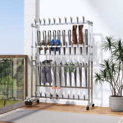 vidaXL Shoe Rack with Wheels Silver Shoe Organiser Shelf Stand Storage Unit