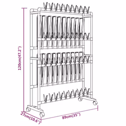 vidaXL Shoe Rack with Wheels Silver Shoe Organiser Shelf Stand Storage Unit - Additional view 6