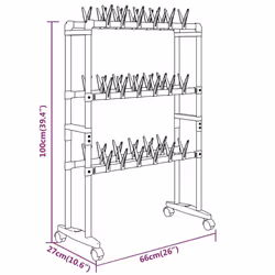 vidaXL Shoe Rack with Wheels Silver Shoe Organiser Shelf Stand Storage Unit - Additional view 6