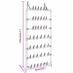 vidaXL Hanging Shoe Rack Silver Wall Mounted Shoe Storage Shelf Unit Organiser - Additional view 5