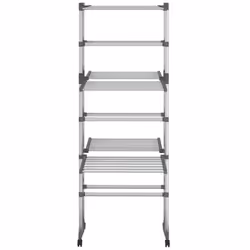 vidaXL 3-Tier Laundry Drying Rack with Wheels Silver Clothes Drying Stand
