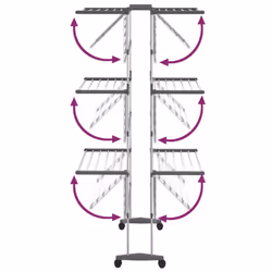 vidaXL 3-Tier Laundry Drying Rack with Wheels Silver Clothes Drying Stand - Additional view 4