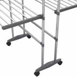 vidaXL 3-Tier Laundry Drying Rack with Wheels Silver Clothes Drying Stand - Additional view 5