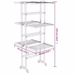 vidaXL 3-Tier Laundry Drying Rack with Wheels Silver Clothes Drying Stand - Additional view 7