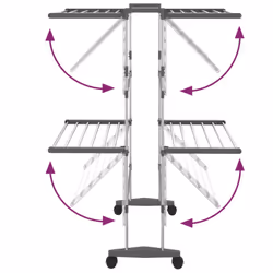 vidaXL 2-Tier Laundry Drying Rack with Wheels Silver Clothes Drying Stand - Additional view 4