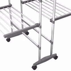 vidaXL 2-Tier Laundry Drying Rack with Wheels Silver Clothes Drying Stand - Additional view 5