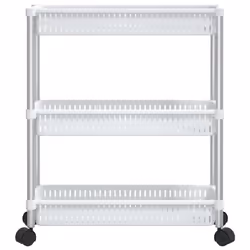 vidaXL 3-Tier Storage Trolley Silver and White Aluminium Storage Rolling Cart
