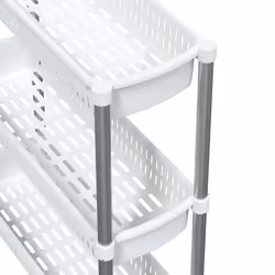 vidaXL 3-Tier Storage Trolley Silver and White Aluminium Storage Rolling Cart - Additional view 4