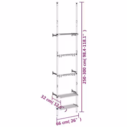 vidaXL Telescopic Garden Rack with 3 Shelves Silver Aluminium Tool Storage - Additional view 7