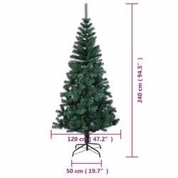 vidaXL Artificial Christmas Tree with Iridescent Tips Green PVC Multi Sizes - Green, 240 cm - Additional view 6