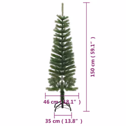 vidaXL Artificial Slim Christmas Tree with Stand PE Christmas Tree Multi Sizes - 150 x 46 cm - Additional view 7