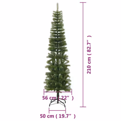 vidaXL Artificial Slim Christmas Tree with Stand PE Christmas Tree Multi Sizes - 210 x 56 cm - Additional view 6