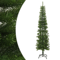 vidaXL Artificial Slim Christmas Tree with Stand PE Christmas Tree Multi Sizes - 240 x 63 cm