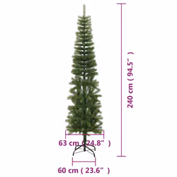 vidaXL Artificial Slim Christmas Tree with Stand PE Christmas Tree Multi Sizes - 240 x 63 cm