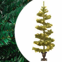 vidaXL Swirl Christmas Tree with Stand and LEDs Green PVC Decor Multi Sizes - green, 120 x 65 cm