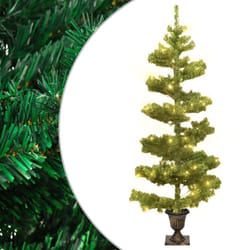 vidaXL Swirl Christmas Tree with Stand and LEDs Green PVC Decor Multi Sizes - green, 120 x 65 cm