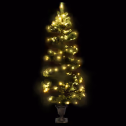 vidaXL Swirl Christmas Tree with Stand and LEDs Green PVC Decor Multi Sizes - green, 120 x 65 cm
