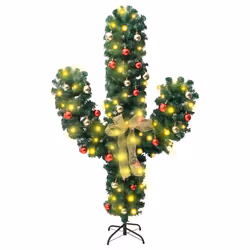 vidaXL Christmas Cactus with Stand and LED Green 150 cm PVC Artificial Cactus