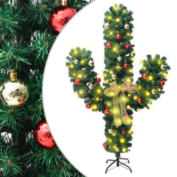 vidaXL Christmas Cactus with Stand and LED Green 180 cm PVC Artificial Cactus