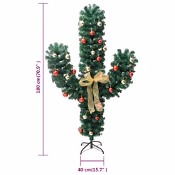 vidaXL Christmas Cactus with Stand and LED Green 180 cm PVC Artificial Cactus