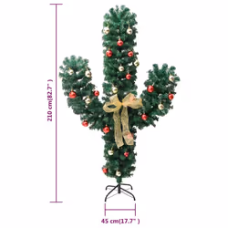 vidaXL Christmas Cactus with Stand and LED Green 210 cm PVC Artificial Cactus