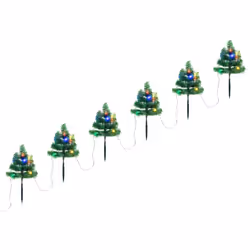 vidaXL 6x Christmas Pathway Trees with Multicolour LEDs 45 cm PVC Xmas Tree