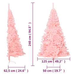 vidaXL Artificial Half Christmas Tree with Stand Decoration Artificial Tree - Pink, 240 cm - Additional view 3
