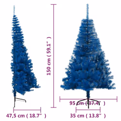 vidaXL Artificial Half Christmas Tree with Stand Decoration Artificial Tree - Blue, 150 cm