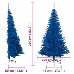 vidaXL Artificial Half Christmas Tree with Stand Decoration Artificial Tree - Blue, 210 cm