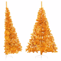 vidaXL Artificial Half Christmas Tree with Stand Gold 180 cm PET Xmas Tree