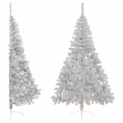 vidaXL Artificial Half Christmas Tree with Stand Decoration Artificial Tree - Silver, 210 cm