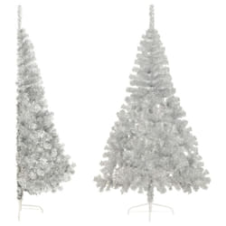 vidaXL Artificial Half Christmas Tree with Stand Decoration Artificial Tree - Silver, 210 cm