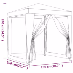 ) vidaXL Party Tent with Mesh Sidewalls Canopy Gazebo Multi Colours Multi Sizes - Green, 200 x 200 x 240 cm (L x W x H - Additional view 5