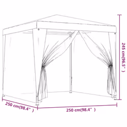 ) vidaXL Party Tent with Mesh Sidewalls Canopy Gazebo Multi Colours Multi Sizes - Blue, 250 x 250 x 245 cm (L x W x H - Additional view 6