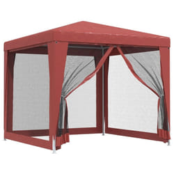 ) vidaXL Party Tent with Mesh Sidewalls Canopy Gazebo Multi Colours Multi Sizes - Red, 250 x 250 x 245 cm (L x W x H