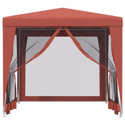) vidaXL Party Tent with Mesh Sidewalls Canopy Gazebo Multi Colours Multi Sizes - Red, 250 x 250 x 245 cm (L x W x H