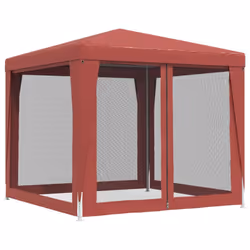 ) vidaXL Party Tent with Mesh Sidewalls Canopy Gazebo Multi Colours Multi Sizes - Red, 250 x 250 x 245 cm (L x W x H - Additional view 4