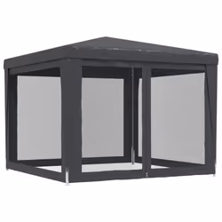 ) vidaXL Party Tent with Mesh Sidewalls Canopy Gazebo Multi Colours Multi Sizes - Anthracite, 300 x 300 x 246 cm (L x W x H - Additional view 5