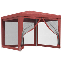 ) vidaXL Party Tent with Mesh Sidewalls Canopy Gazebo Multi Colours Multi Sizes - Red, 300 x 300 x 246 cm (L x W x H