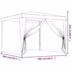 ) vidaXL Party Tent with Mesh Sidewalls Canopy Gazebo Multi Colours Multi Sizes - Red, 300 x 300 x 246 cm (L x W x H