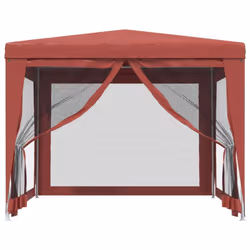 ) vidaXL Party Tent with Mesh Sidewalls Canopy Gazebo Multi Colours Multi Sizes - Red, 300 x 300 x 246 cm (L x W x H - Additional view 4