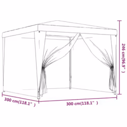 ) vidaXL Party Tent with Mesh Sidewalls Canopy Gazebo Multi Colours Multi Sizes - Red, 300 x 300 x 246 cm (L x W x H - Additional view 5