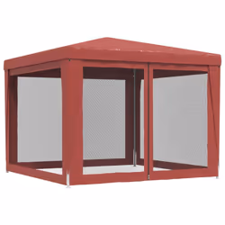 ) vidaXL Party Tent with Mesh Sidewalls Canopy Gazebo Multi Colours Multi Sizes - Red, 300 x 300 x 246 cm (L x W x H - Additional view 6
