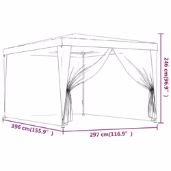 ) vidaXL Party Tent with Mesh Sidewalls Canopy Gazebo Multi Colours Multi Sizes - Green, 297 x 396 x 246 cm (L x W x H