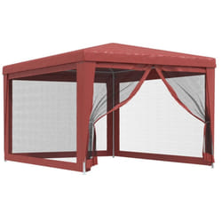 ) vidaXL Party Tent with Mesh Sidewalls Canopy Gazebo Multi Colours Multi Sizes - Red, 297 x 396 x 246 cm (L x W x H