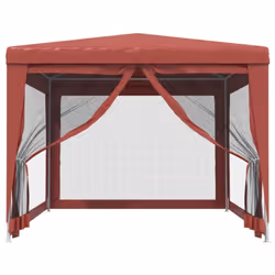 ) vidaXL Party Tent with Mesh Sidewalls Canopy Gazebo Multi Colours Multi Sizes - Red, 297 x 396 x 246 cm (L x W x H